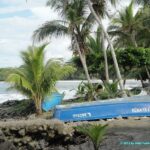 Mer des Caraïbes et plage de sable noir de Cahuita au Costa Rica