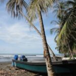 Mer des Caraïbes et plage de sable noir de Cahuita au Costa Rica