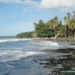 Mer des Caraïbes et plage de sable noir de Cahuita au Costa Rica