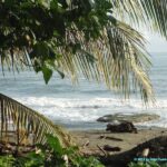 Plage de sable noir du village de Cahuita au Costa Rica